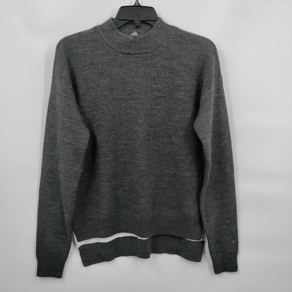 Calla Effortless Knit Mock Neck High Low Hem Slim Fit Sweater Large Women Black - Picture 2 of 9